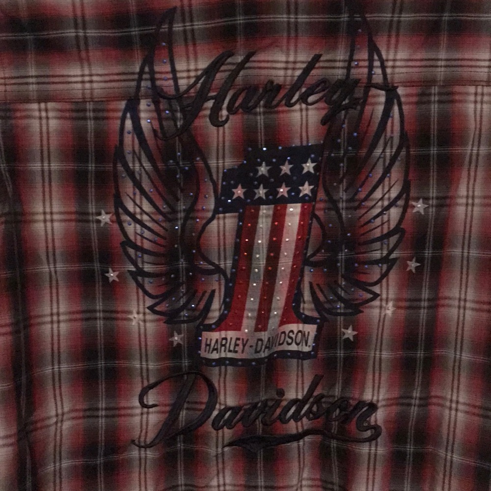 Harley-Davidson Flannel Like Button Down Shirt - image 3